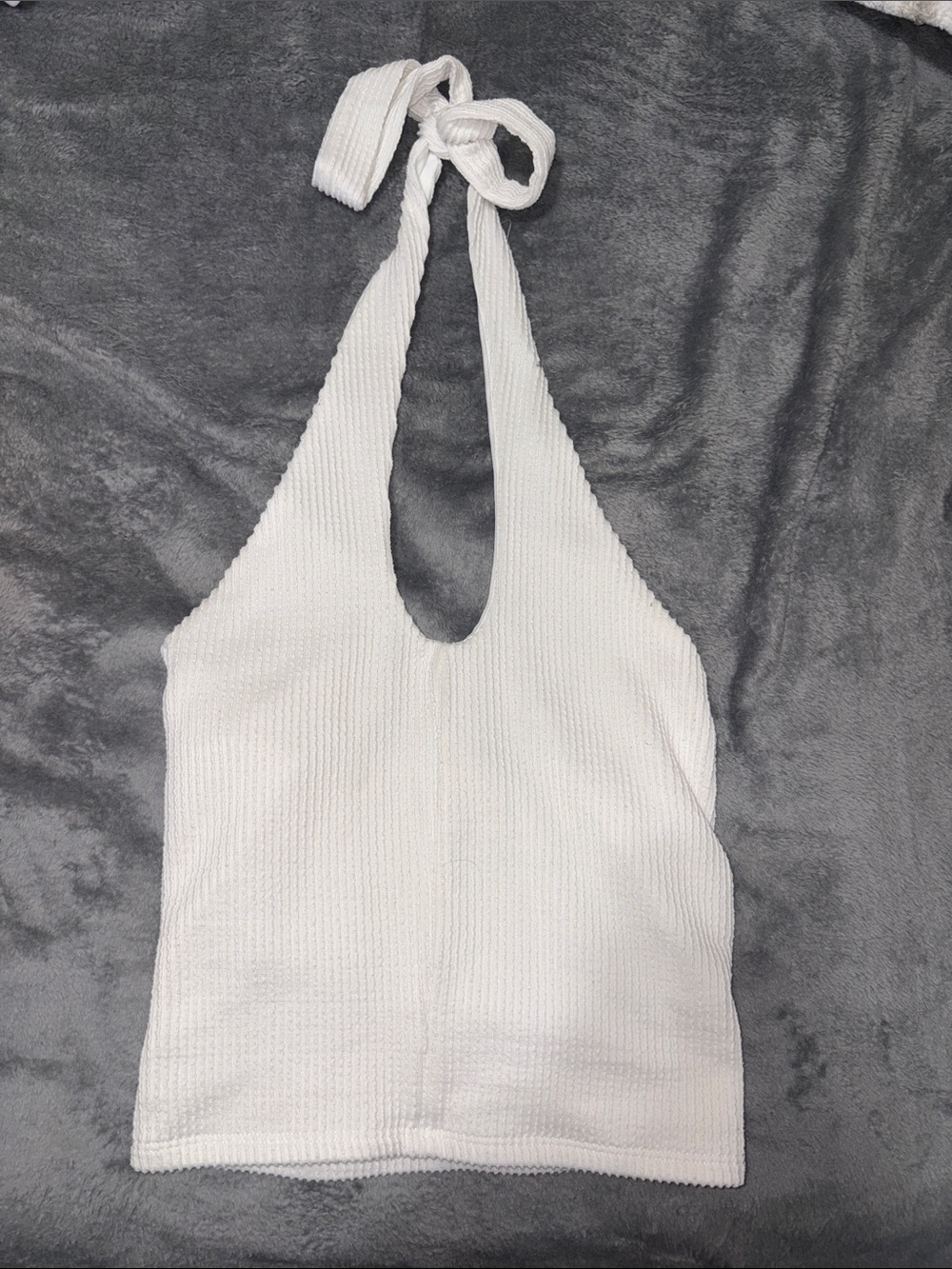 SO White Ribbed Halter Camisole Top